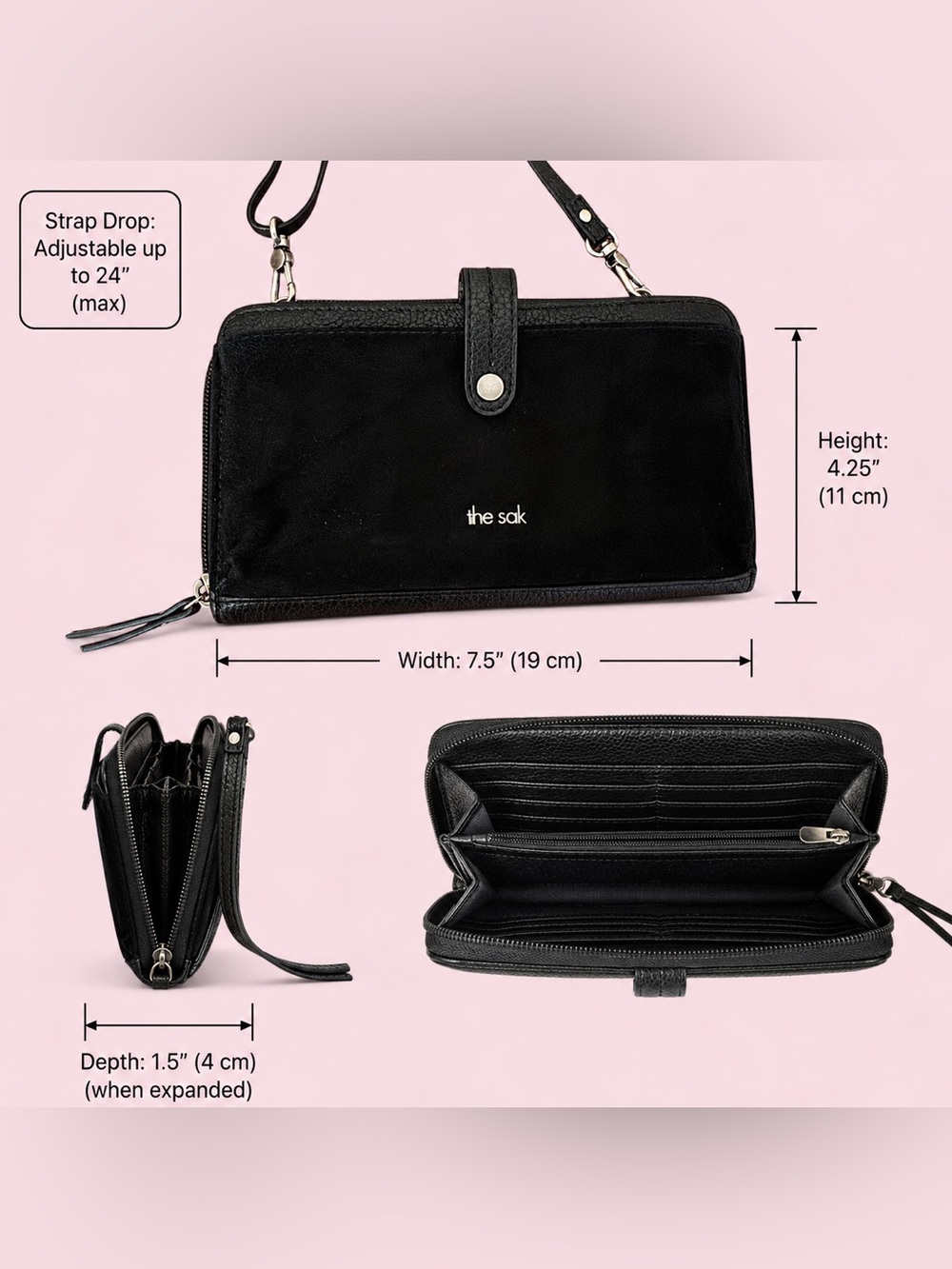 The Sak Black Leather Crossbody w/Beaded “Believe in Love” pendant 💗 - Picture 5 of 10